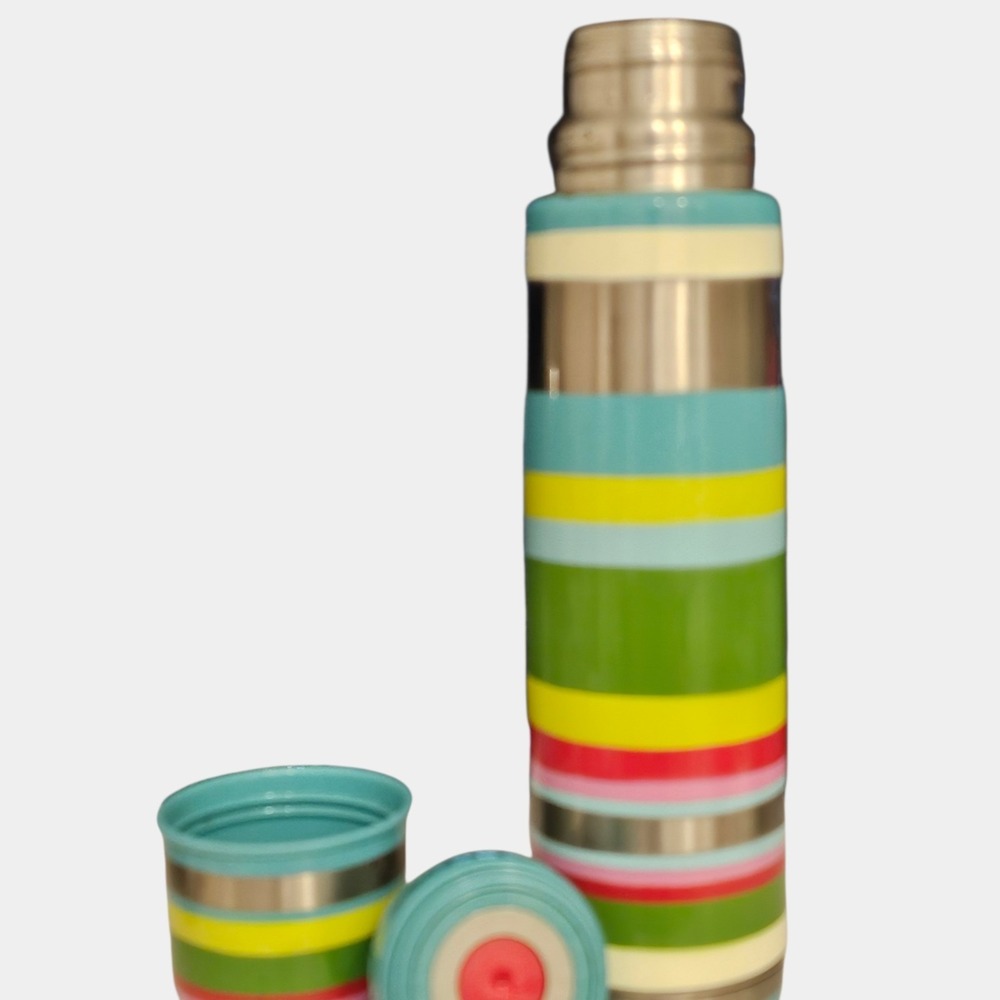Starbucks Pylones Thermos Rainbow Striped Stainless Steel 17 oz 2005 Collectible